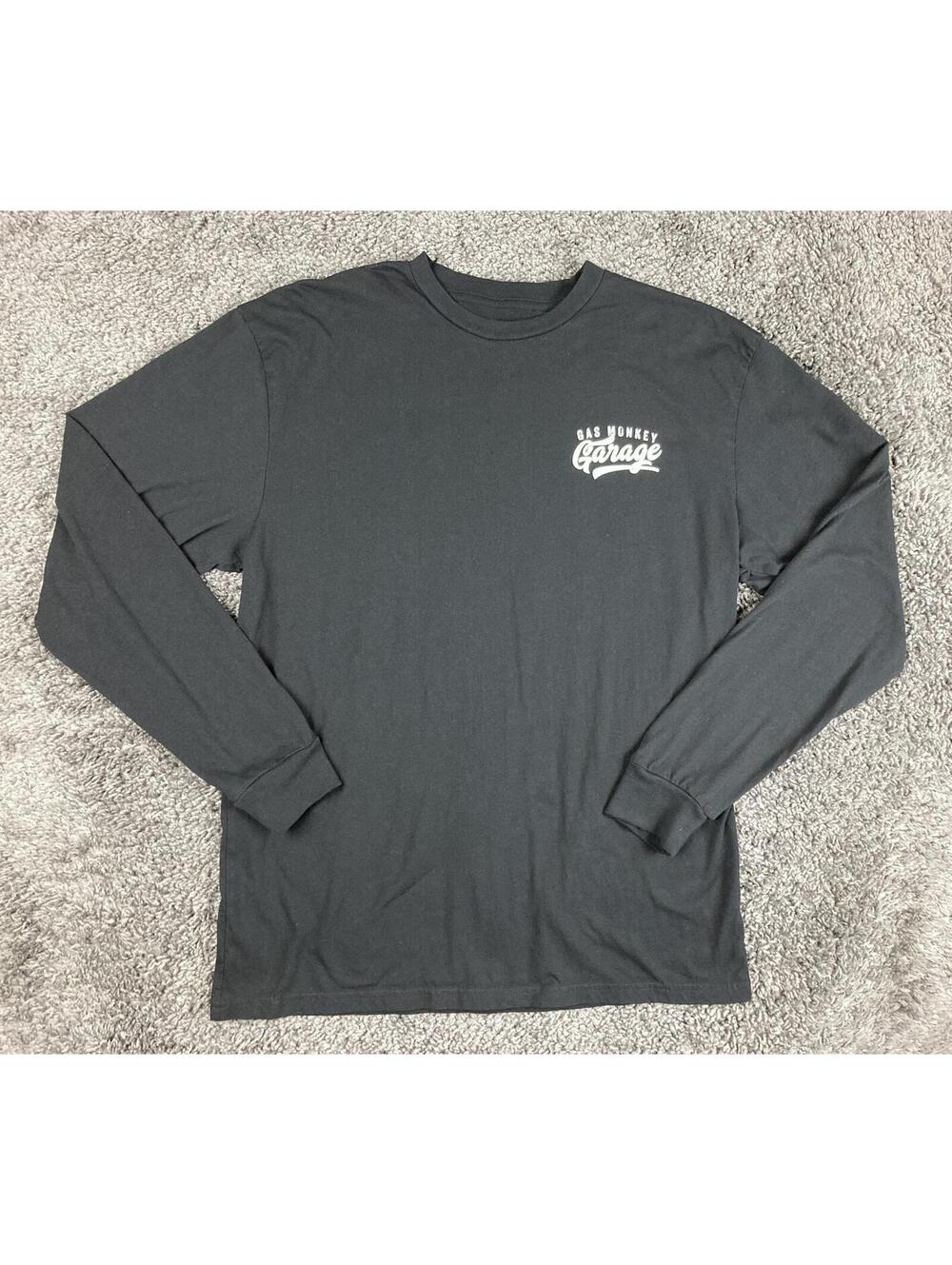 Gas Monkey Garage T-Shirt Mens Black Long Sleeve Hot Rod Shop Graphic Dallas L
